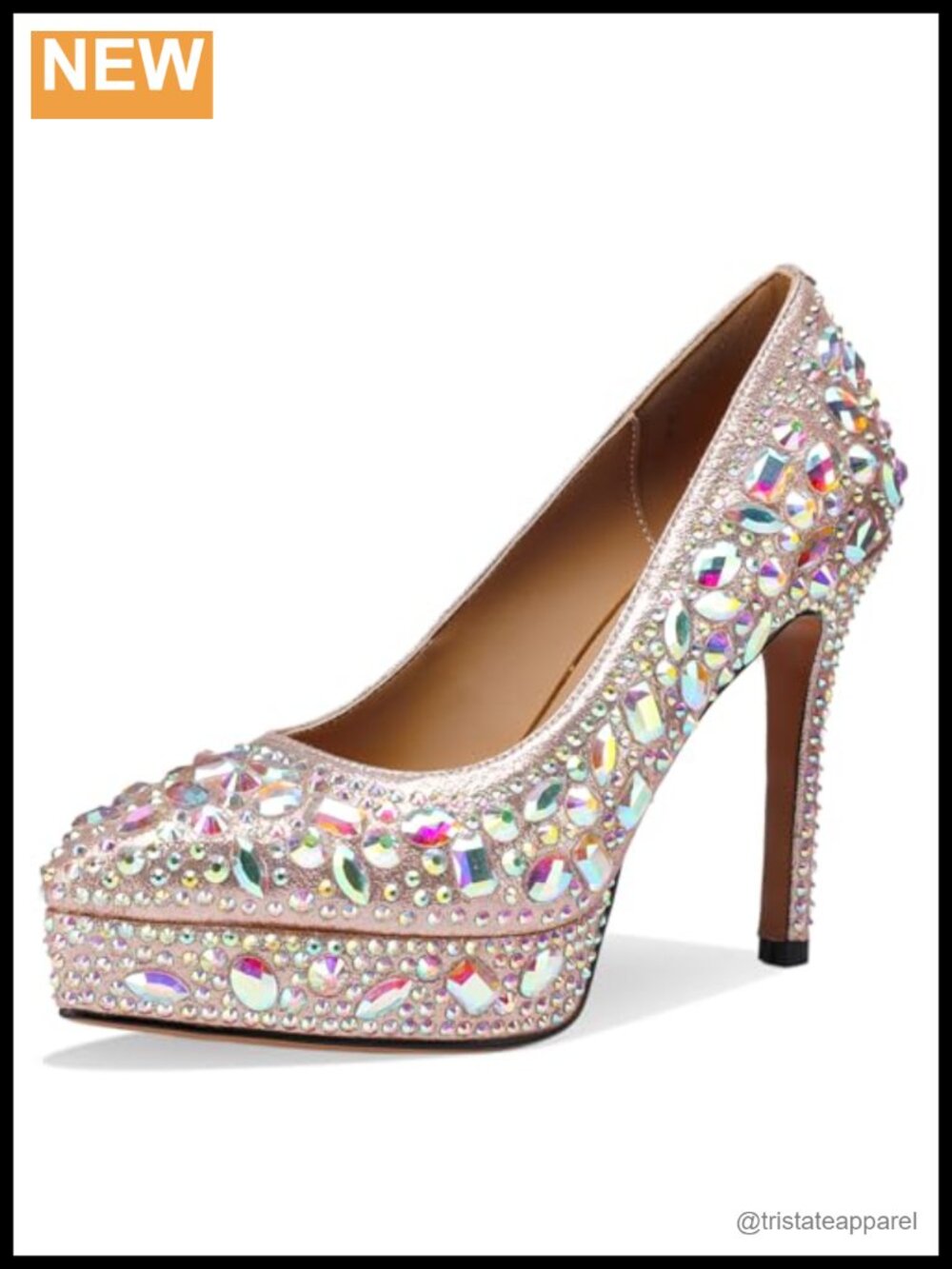 Platform Heels Women Rhinestone Crystal Square Toe Closed Toe Chunky Pumps